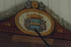 Wapen van Rijnsaterwoude boven preekstoel